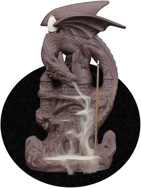 Dragon Backflow Incense Burner Handmade Ceramics Ornamen Statue Fountain Home...