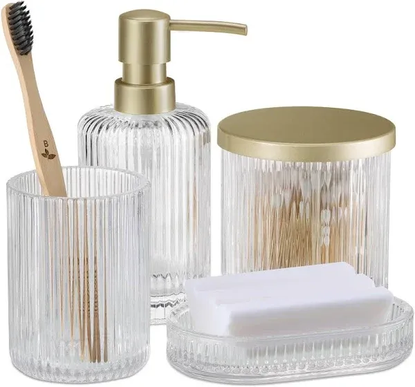 Navaris Glass Bathroom Accessories Set