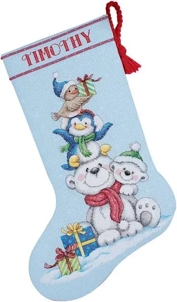 Dimensions Stack of Critters stocking Cross Stitch kit 70-08840