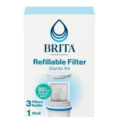 Brita Refillable Filter Starter Kit W/ 3 Filters NEW SEALED **FREE SHIPPING**