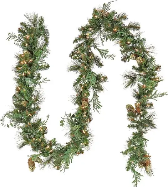 National Tree 9ft. North Conway Garland w/100 White LED Lights