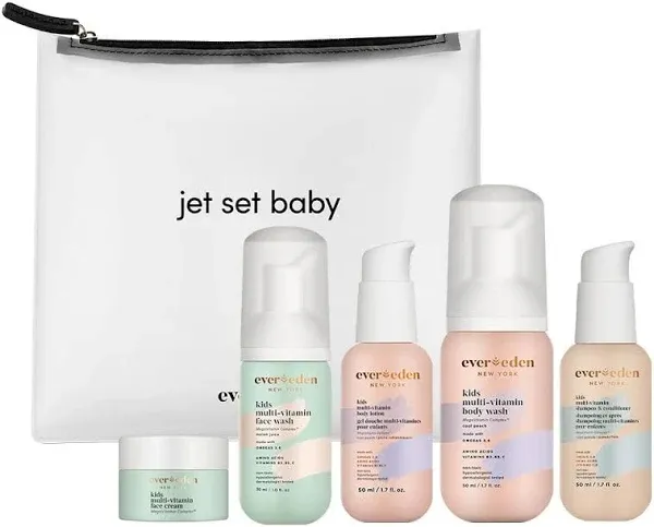 Evereden Kids Travel Set Clean & Vegan 5-Piece Skin Care Set for Kids