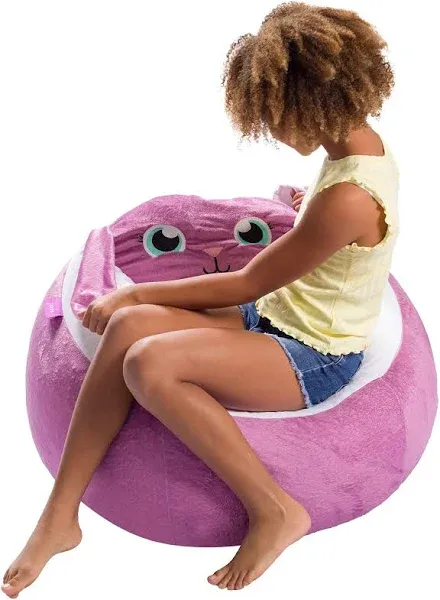 Cute Soft and Comfy Bean Bag Chair for Kids, Animal - Purple Bunny