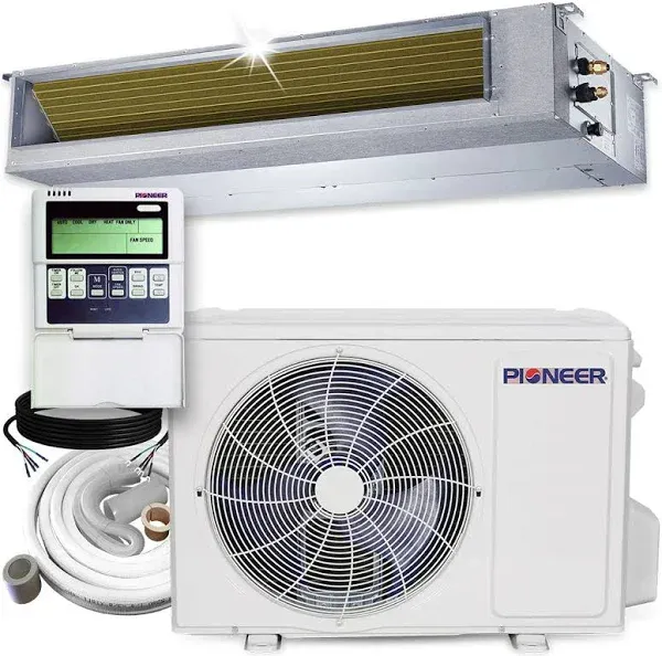 Pioneer 12,000 BTU 19 SEER2 Ceiling Concealed Ducted Mini- Split Inverter++ Energy