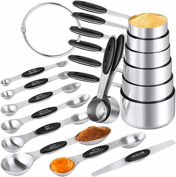 BOBIPRO Stainless Steel Measuring Cups & Spoons Set of 16