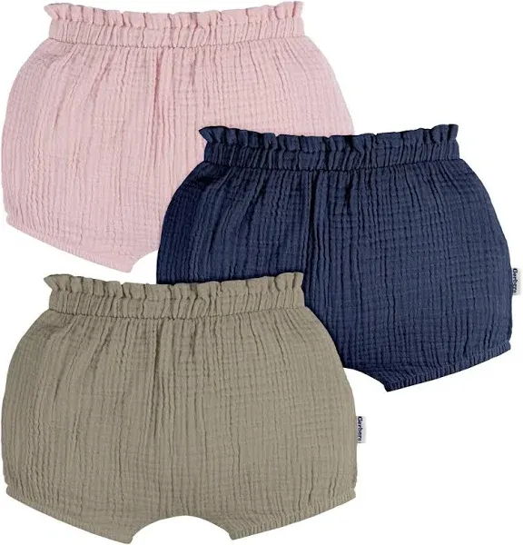 Gerber Baby Girls' 3-Pack Gauze Bubble Shorts