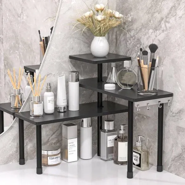 Bathroom Organizer Countertop Corner Shelf 3 Tier Shelf Moveable Shelf Organizer