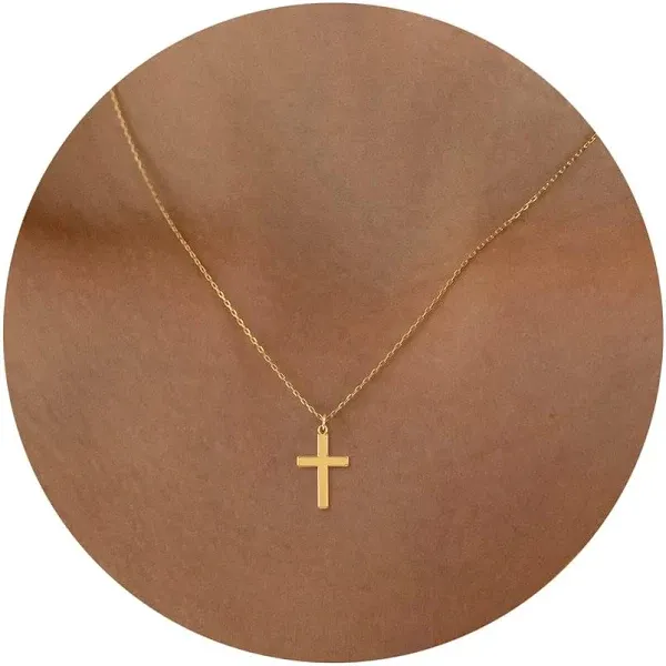 14K Gold Plated/Sterling Silver Cross Necklace