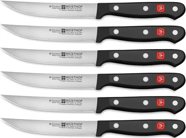 Wusthof Gourmet 6 Piece 4 1/2&#034; Steak Knife Set 1125060601 - 9728 Stainless Steel