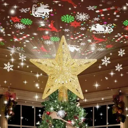 Kesfitt Christmas Tree Topper Lighted with 6 Projection Modes,Christma<wbr/>s Star