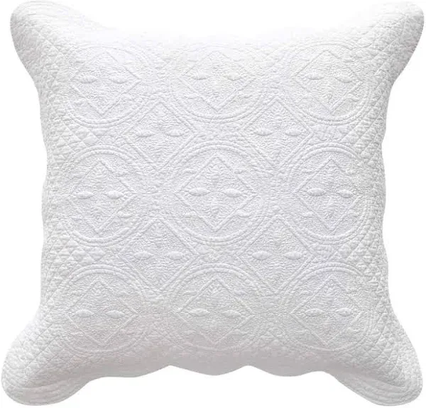  Sage Garden Luxury Pure Cotton Quilted Pillow Sham, Euro, European Light Aqua