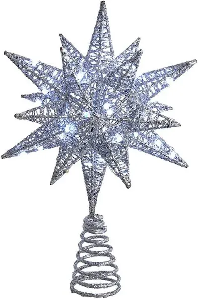 11-Inch Twinkling LED 60-Light Silver Starburst Tree Topper ||P000729538||