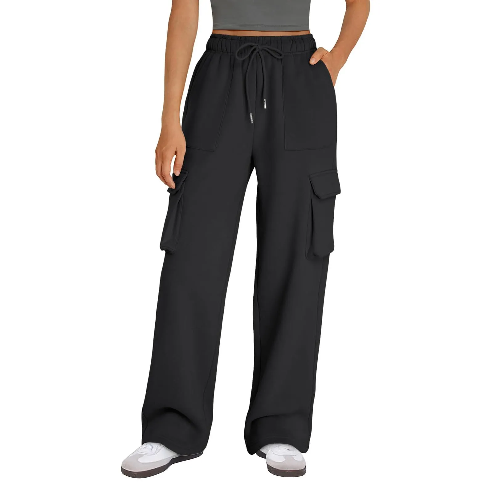 Bowake Women's Casual Baggy High-Waisted Cargo Joggers with Pockets