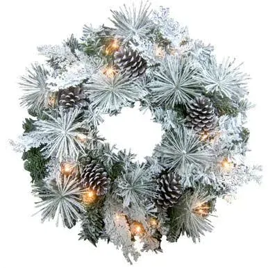 Fraser Hill Farm 24-in. Christmas Snow CoveredWreath with Mul