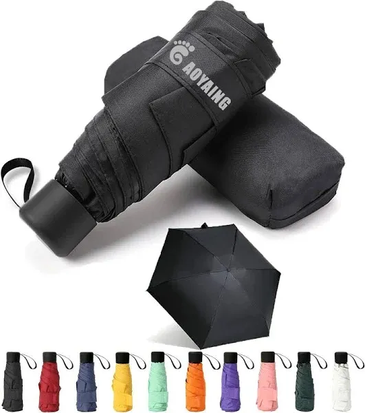 Small Mini Umbrella with Case by GAOYAINIG Light Compact Design Perfect for Travel Lightweight Portable Parasol Outdoor Sun&Rain Umbrellas