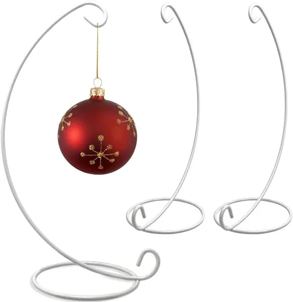 Ornament Display Holders - White Metal - Set of 3 - 13&#034; H Christmas Ornament ...