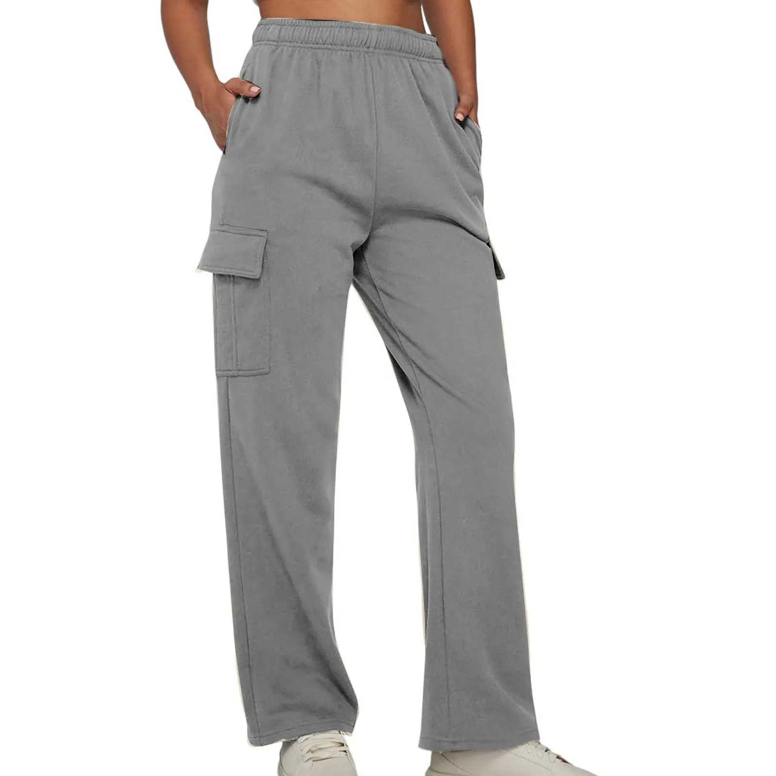 Bowake Women's Casual Baggy High-Waisted Cargo Joggers with Pockets