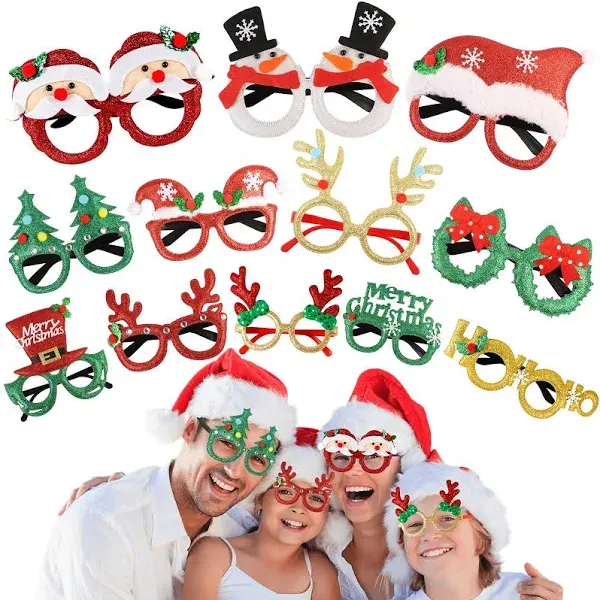 Christmas Glasses Frames12Pcs, Christmas Party Supplies Christmas Decorations...