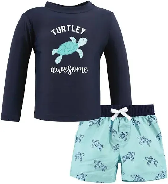 Hudson Baby Boys Swim Rashguard Set, Sea Turtle, 9-12 Months