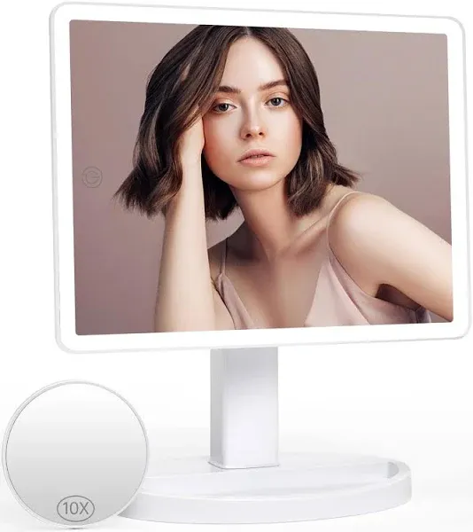 FUNTOUCH Large Lighted Vanity Makeup Mirror 3 Color Lighting Modes Light Up Mirror with 88 LED