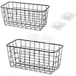 LeleCAT Hanging Kitchen Baskets for Storage Adhesive Sturdy Small Wire Storage Baskets with Kitchen Food Pantry Bathroom Shelf Storage No Drilling