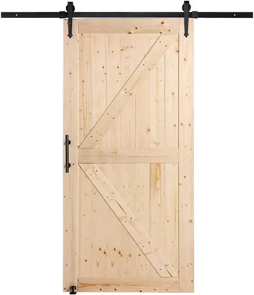 VEVOR Barn Door and Hardware Kit 84 Wood and Glass Sliding Barn Door