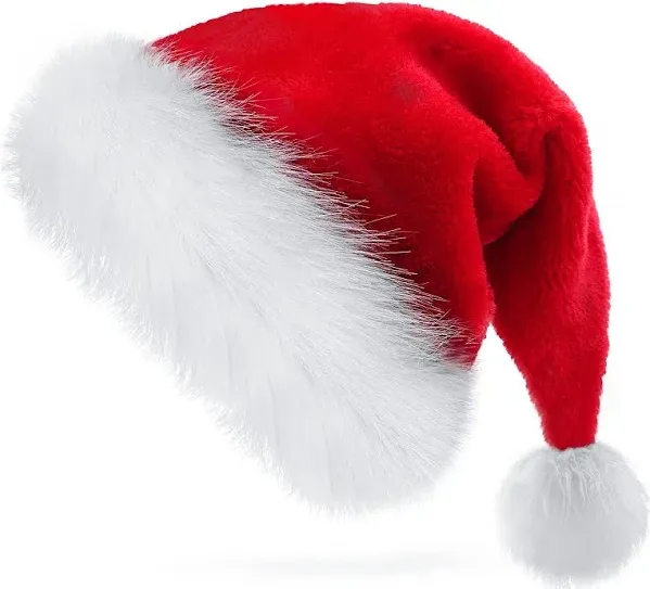 TCJJ Santa Hat Christmas Hat Holiday for Adult Unisex Velvet Comfort Extra Thicken Xmas Hat for New Year Festive Party Supplies