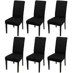 JQinHome 6 Pcs Dining Chair Slipcover,High Stretch Removable Washable Chair Seat Protector Cover for Home Party Hotel Wedding Ceremony (Black)