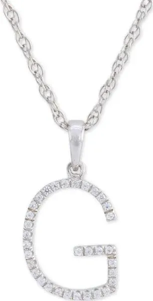 10K White Gold Diamond Initial Pendant Necklace