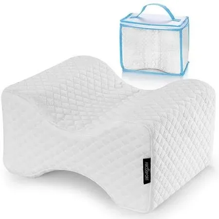 ABCOSPORT Memory Foam Knee Pillow Ergonomic Wedge &amp; Lumbar Alignment Side Sleep