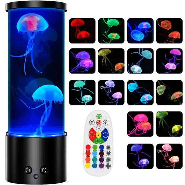 Jellyfish Lamp, 17 Color Changing Jelly Fish Tank Mood Lamps for Home Office Room Desktop Decoration, Jellyfish Aquarium Night Light Christmas Gifts for Kids Teens Girls Boys Adults