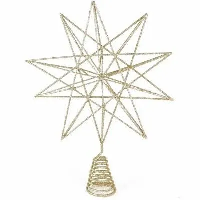  Glitter Star Tree Topper - Christmas Sparkly Metal 3-D Dimensional Hallow 