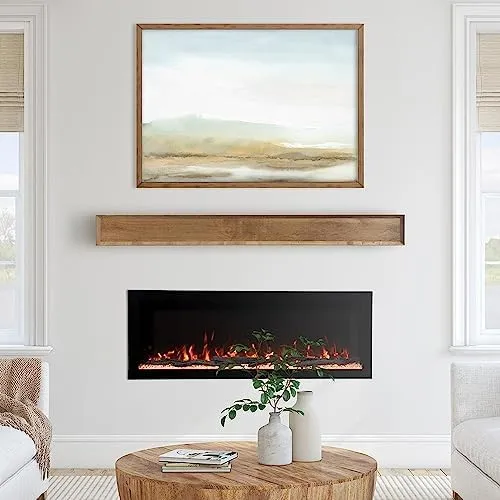 Modern Ember Autumn Floating Maple Wood Fireplace Mantel Shelf