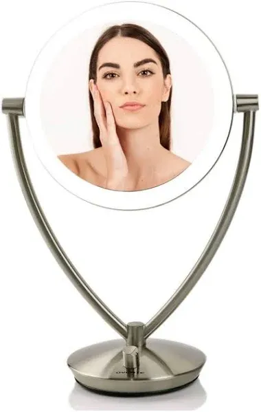 Ovente Tabletop Makeup Vanity Mirror 7.5 Inch 5X Nickel Brushed MLT75BR1X5X