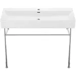 Swiss Madison Claire 40 Ceramic Console Sink White Basin Chrome Legs