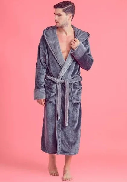 Pavilia Mens Robe, Soft Robe for Mens, Fleece Warm Long Bathrobe for Bath Shower Spa with Shawl Collar and Pockets