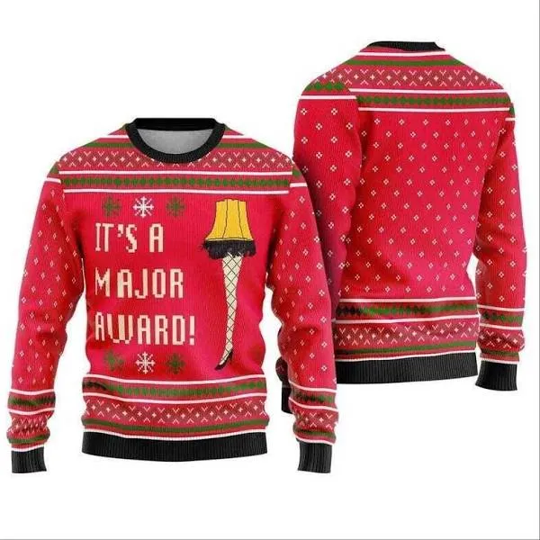 Adult Unisex Christmas Story Movie &#034;It&#039;s A Major Award&#034; Ugly Christmas Sweater