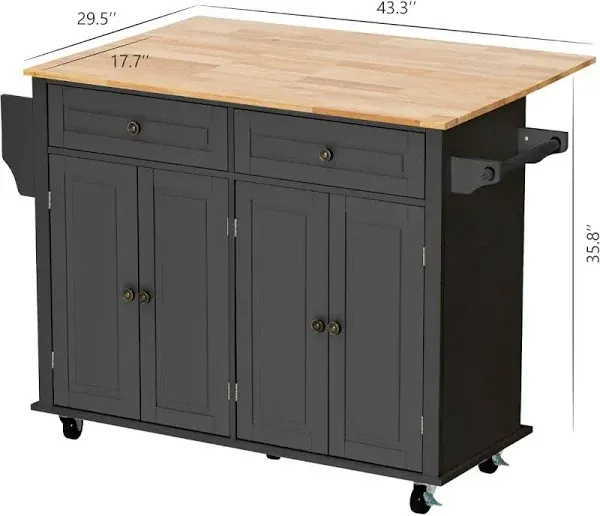 Kitchen Island On Wheels Rolling Kitchen Island Cart with Drop Leaf Countertop