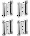 QWORK Heavy Duty Cafe Saloon Bars Door Swing Hinges, 4 Pack 3" Stainless Steel Self Closing Swing Hinges, Double Action Spring Door Hinges, Including Pins and Screws