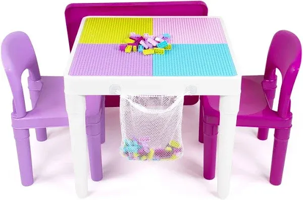 Humble Crew Kids 2-in-1 Square Activity Table and 2 Chairs Set