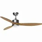 Ovlaim 52 inch Indoor Outdoor ETL Listed Quiet DC Motor Walnut Wood Ceiling Fans with Lights Remote Control, 3 Blade Propeller Smart Ceiling Fan for