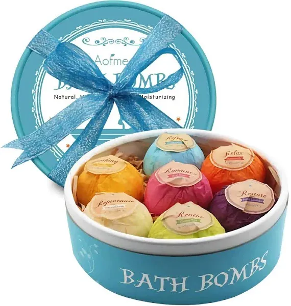 Aofmee Bath Bombs Gift Set, 7-piece Spa Kit Perfect for Moisturizing &amp; Relaxing