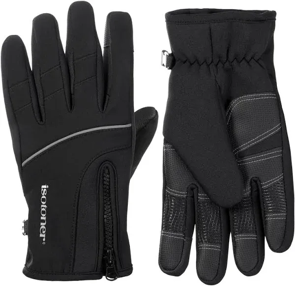 isotoner Men’s Neoprene Sport Gloves with Zipper Closure, Touchscreen Comp