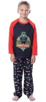 Monster Jam Boys' Grave Digger Raglan Pajama Set