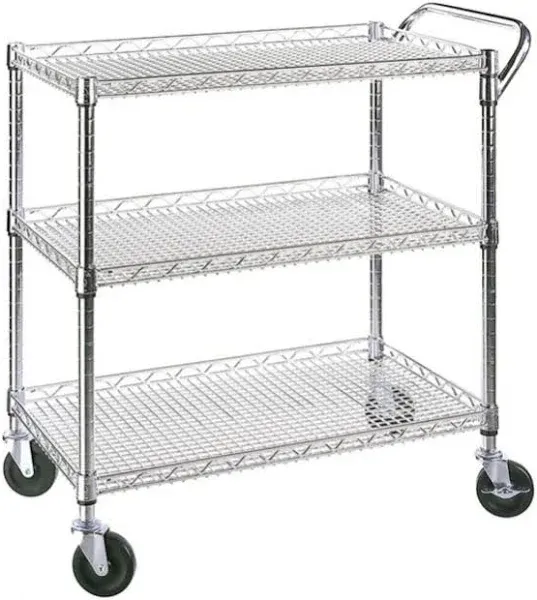 Heavy Duty 3 Tier Rolling Utility Cart Kitchen Cart On Wheels Metal Serving Cart