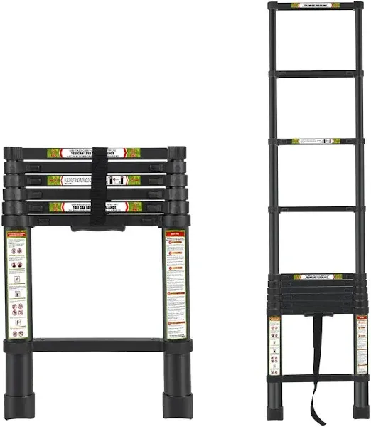 Telescopic Ladder RIKADE Aluminum Telescoping Ladder with Non-Slip Feet, Portable Extension Ladder for Household and Outdoor Working