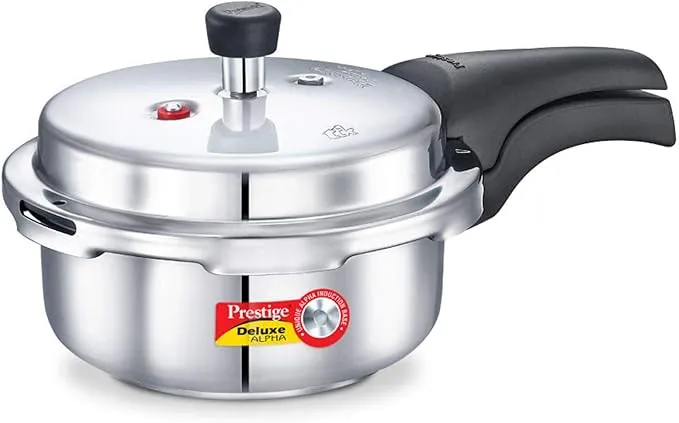 Prestige Deluxe Alpha Stainless Steel Pressure Cooker, 2 Liters/2.11 Quarts