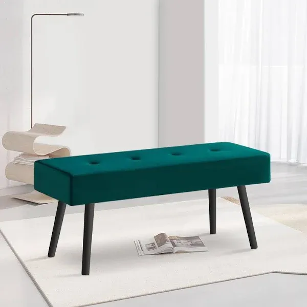 WestinTrends Velvet Tufted Bedroom Bench