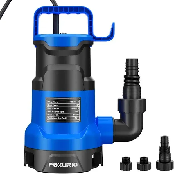 POXURIO 1HP Submersible Sump Pump