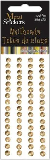 Metal Stickers Nailheads 5mm Round 64/Pkg Gold